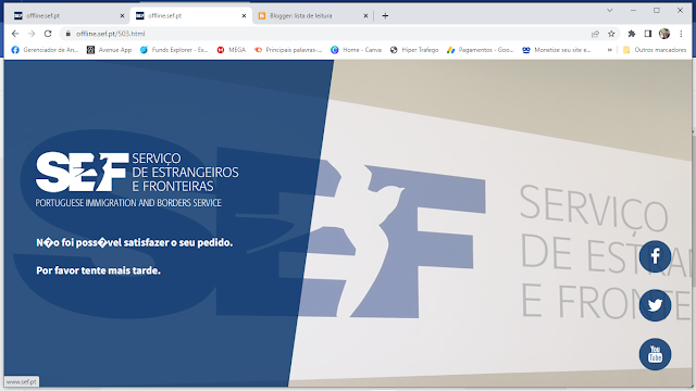 Portal criado pelo serviço de estrangeiros e fronteiras (SEF) travou em menos de 24h. Portal criado pelo serviço de estrangeiros e fronteiras (SEF) travou em menos de 24h.