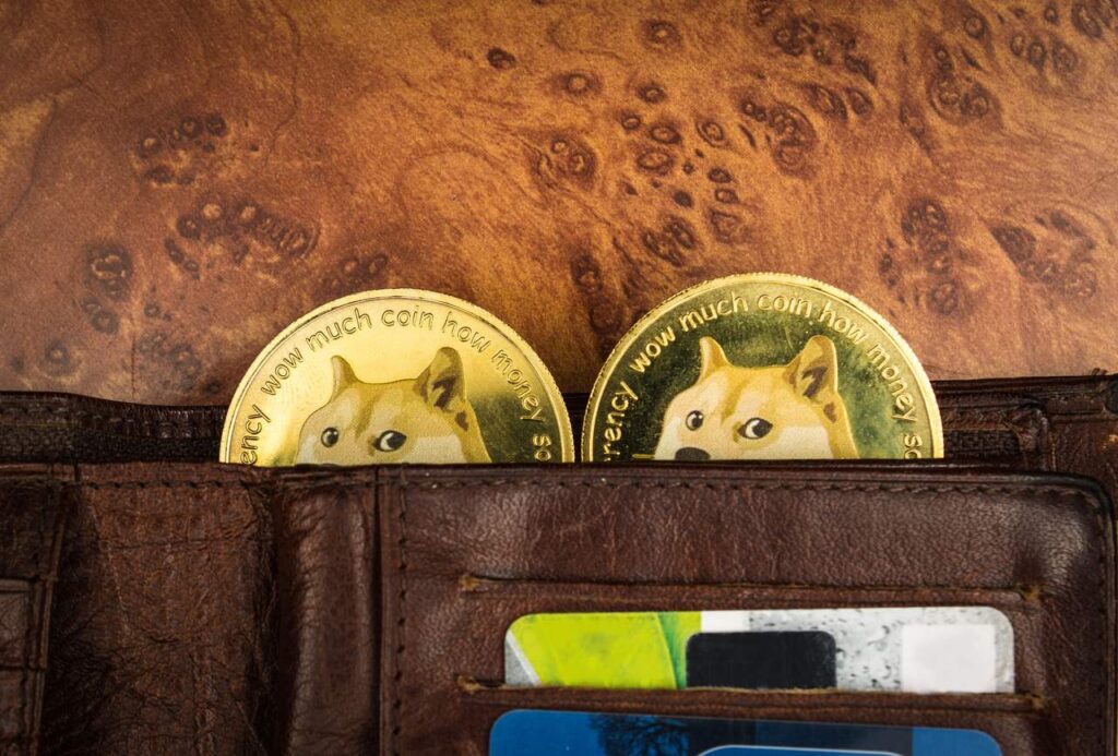 Ilustração da criptomoeda meme dogecoin Ilustração da criptomoeda meme dogecoin