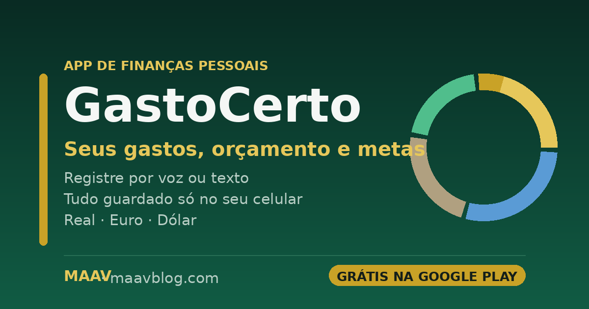 GastoCerto: o app grátis para controlar gastos, orçamento e metas — 100% no seu celular