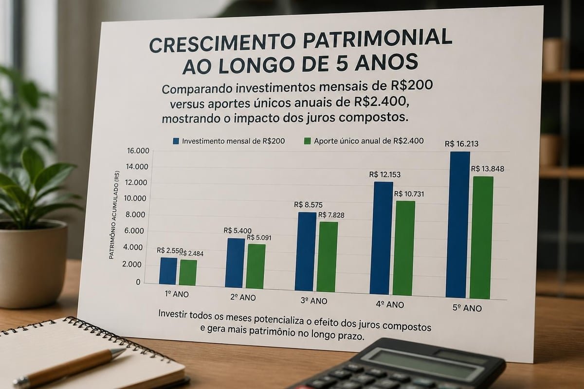 Comparação entre aportes mensais pequenos e únicos grandes